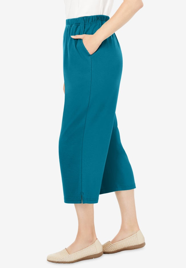 7-Day Elastic-Waist Stretchy Knit Capri