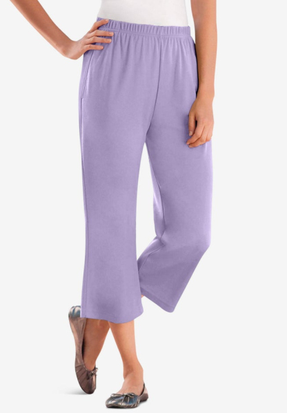 7-Day Elastic-Waist Stretchy Knit Capri