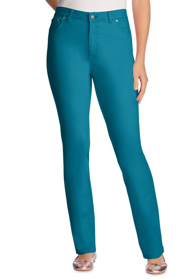 Stretch Denim 5-Pocket Straight-Leg Jeans