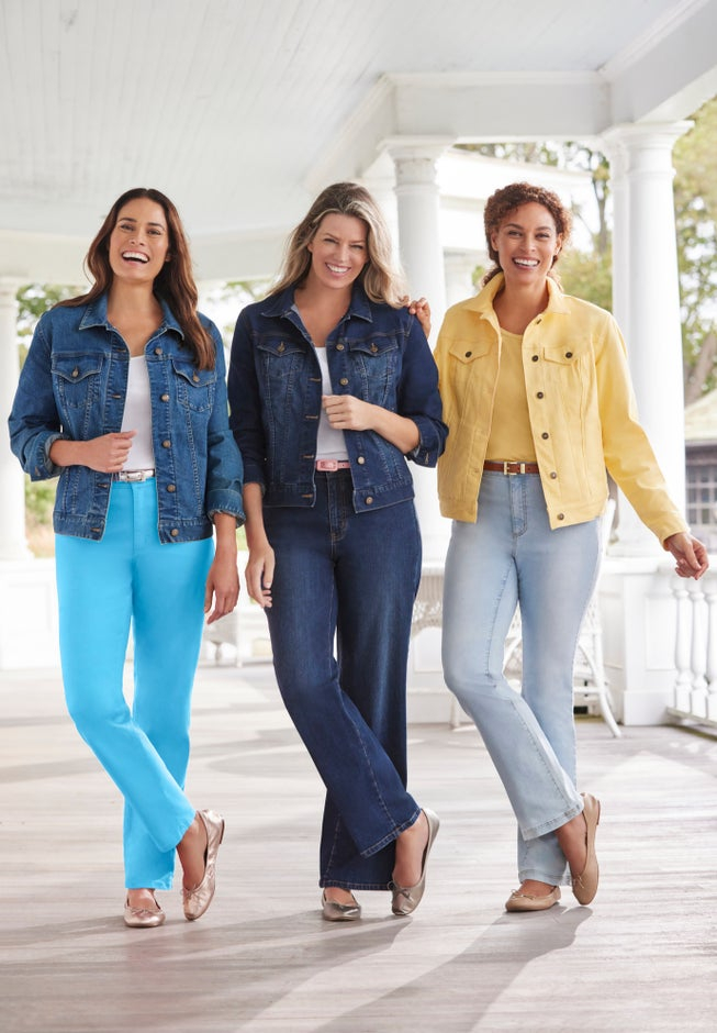 Stretch Denim 5-Pocket Straight-Leg Jeans