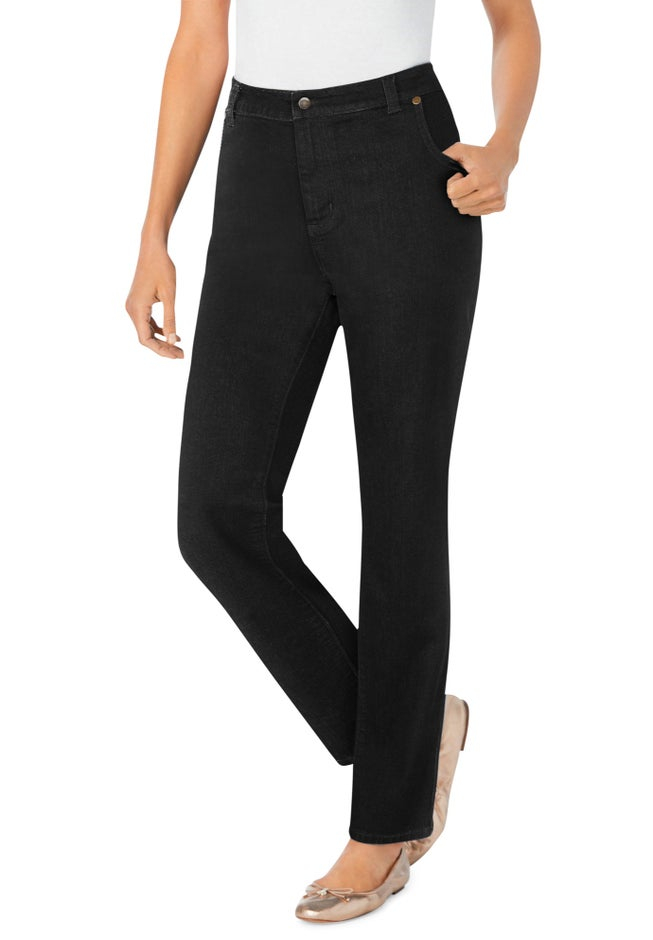 Stretch Denim 5-Pocket Straight-Leg Jeans