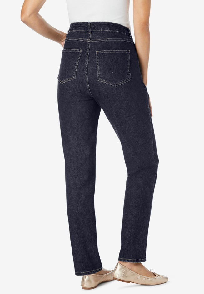 Stretch Denim 5-Pocket Straight-Leg Jeans