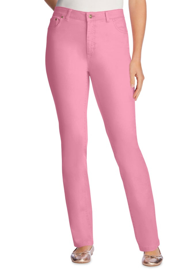 Stretch Denim 5-Pocket Straight-Leg Jeans