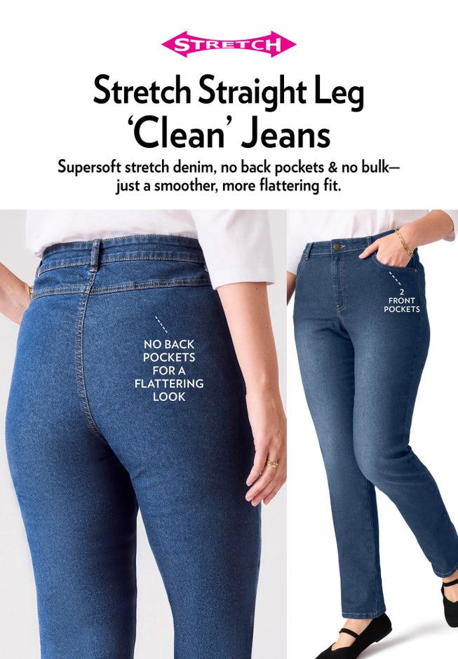 Stretch Straight-Leg Clean Jeans