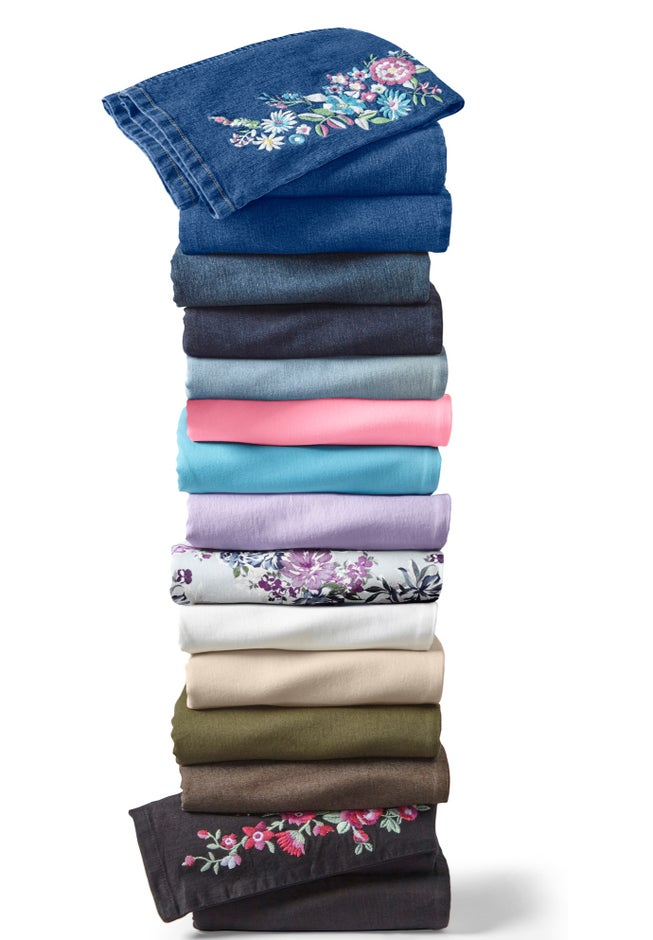 Stretch Denim Five-Pocket Capri Jeans