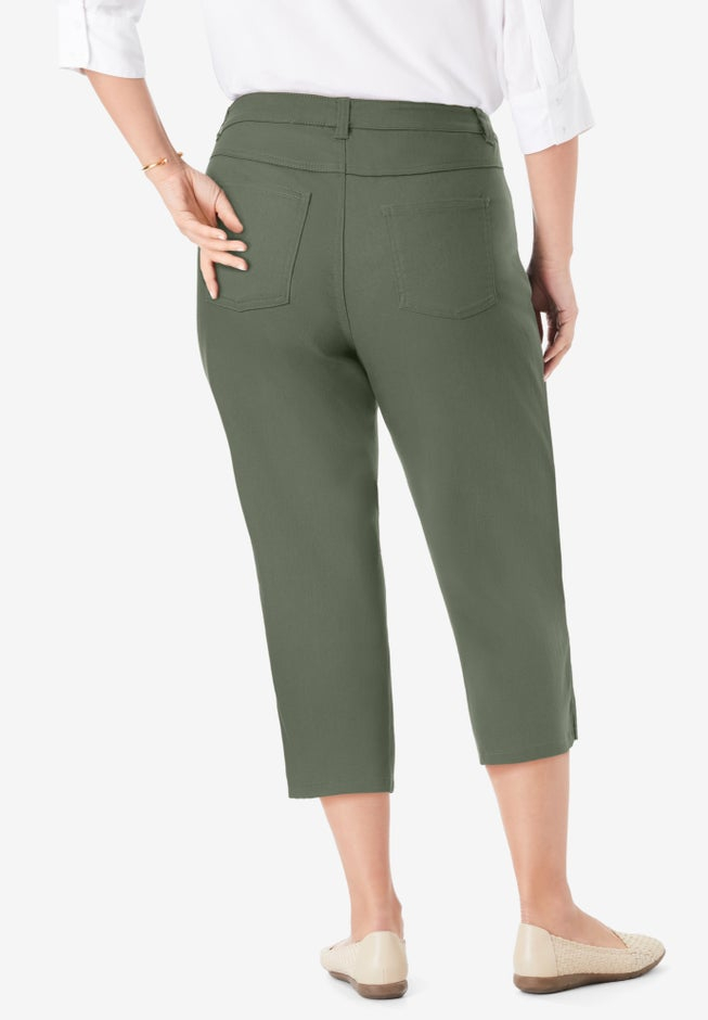 Stretch Denim Five-Pocket Capri Jeans