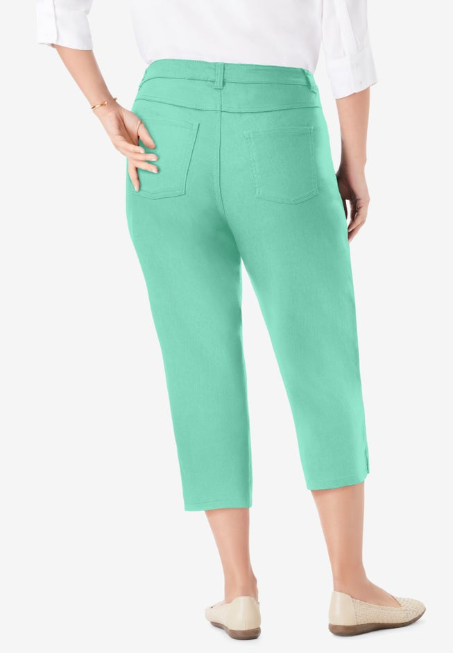 Stretch Denim Five-Pocket Capri Jeans