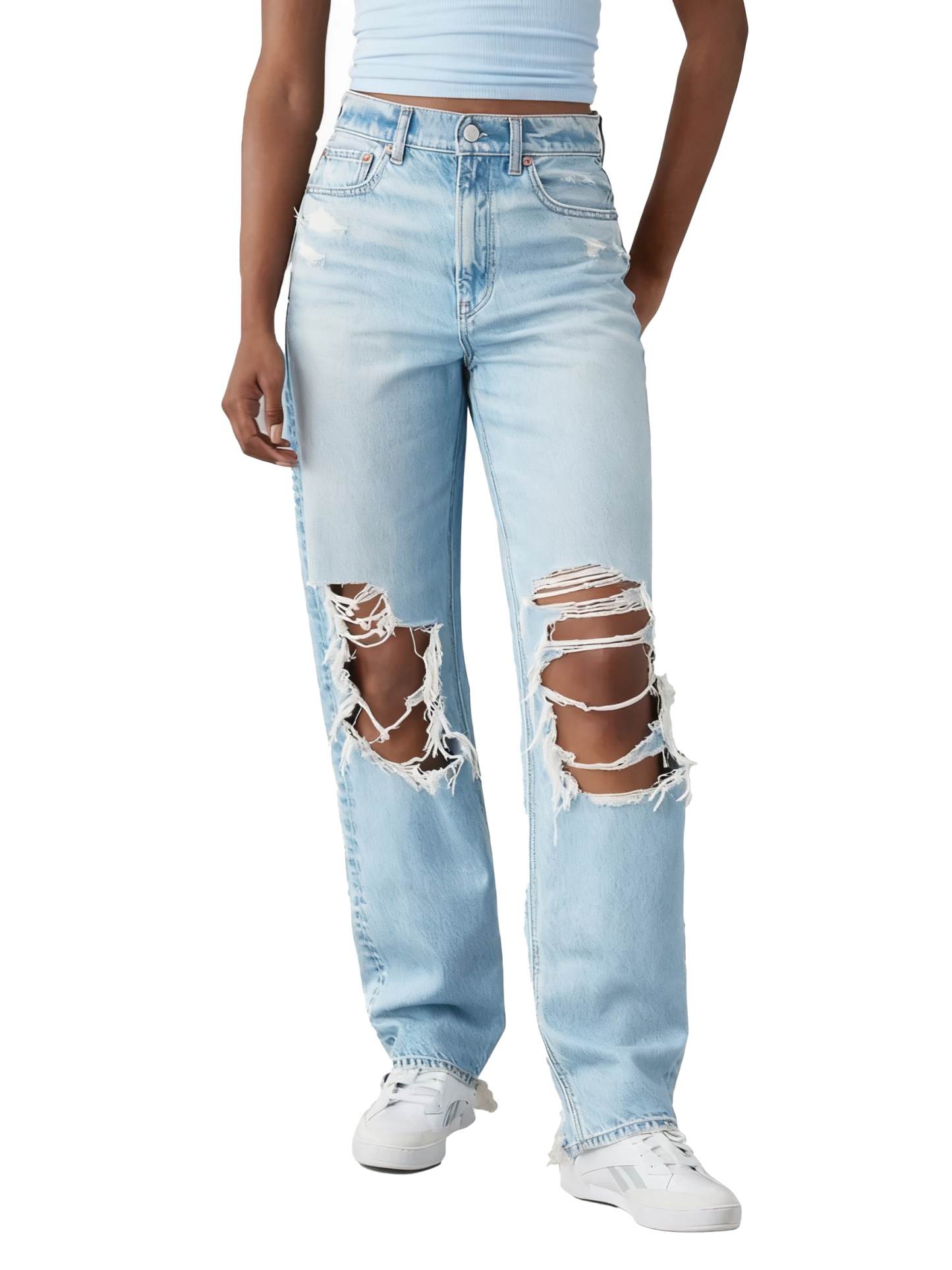 6-Pack Women's Strigid Ripped Highest Waist Baggy Straight Jean