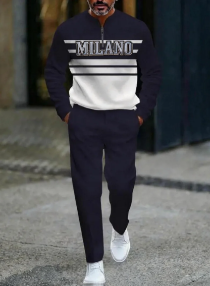 MILANO Embroidered Long Sleeve Zipper Two-piece Set