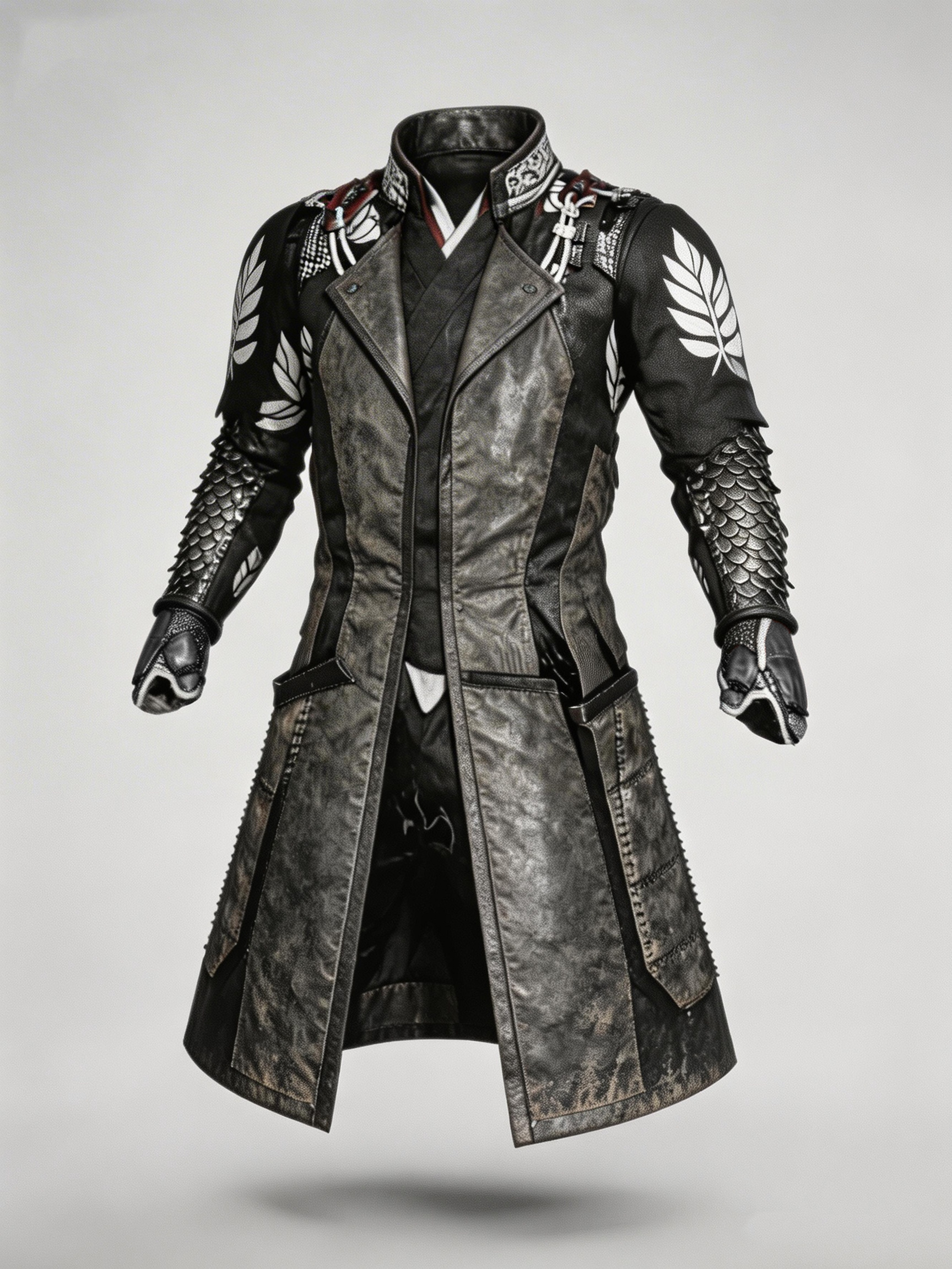 Men's Fashionable Leather Samurai Jacket Inspired Gothic Coat