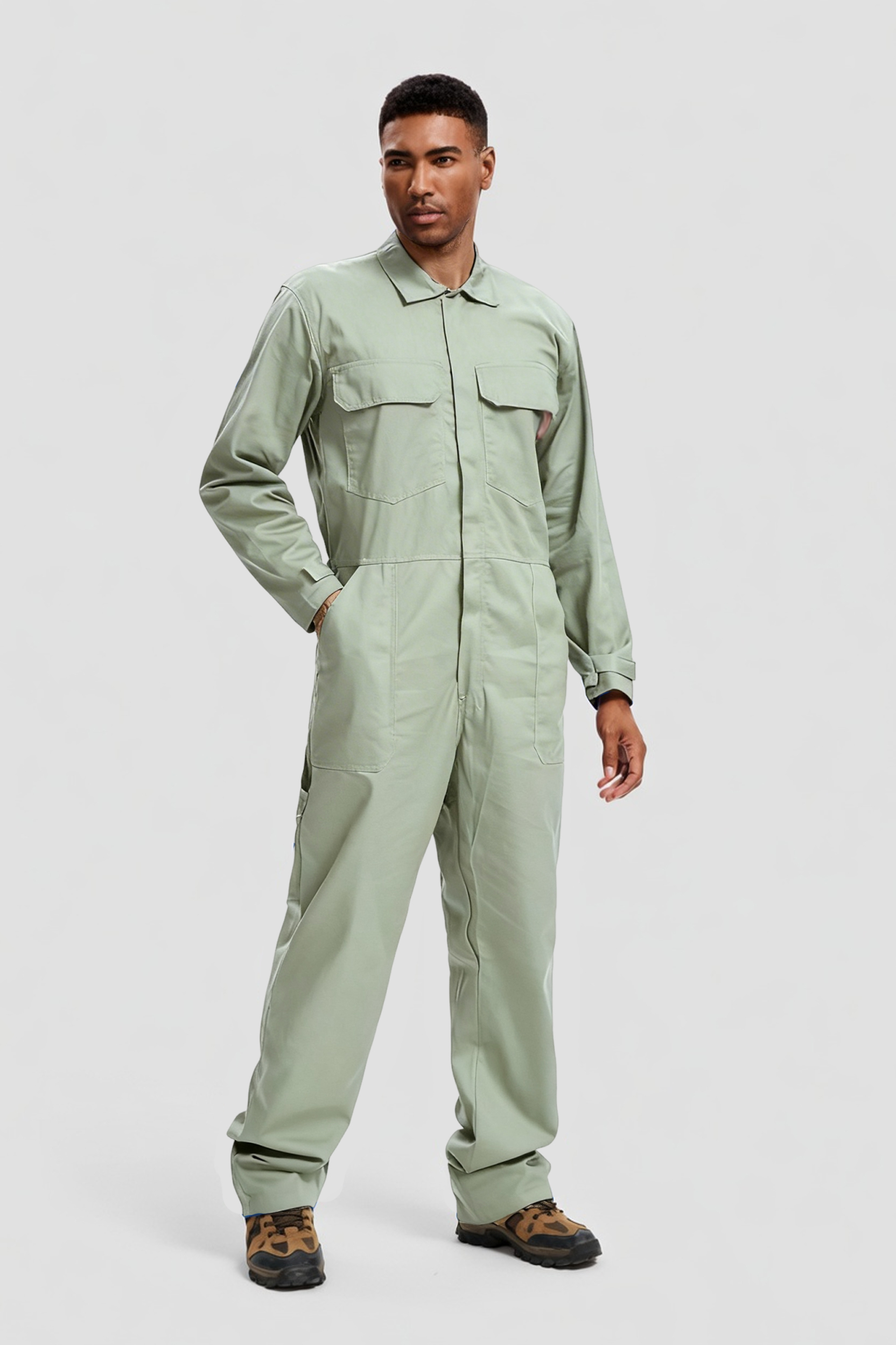 Men's Coveralls Long Sleeve 100% Cotton Twill Workwear Jumpsuit Relaxed Fit