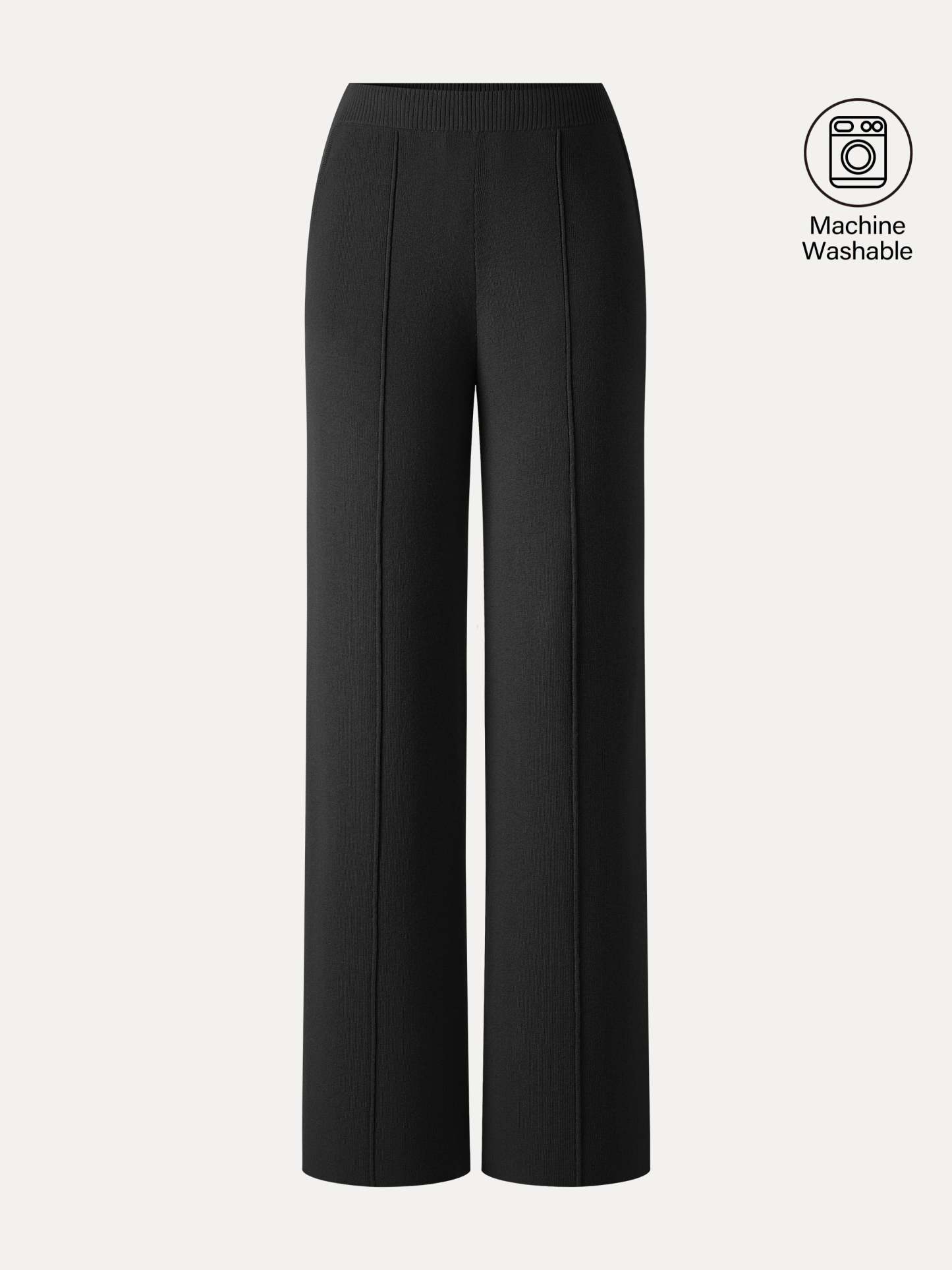 Merino Blend High-Rise Pintuck Wide-Leg Pants with Pockets