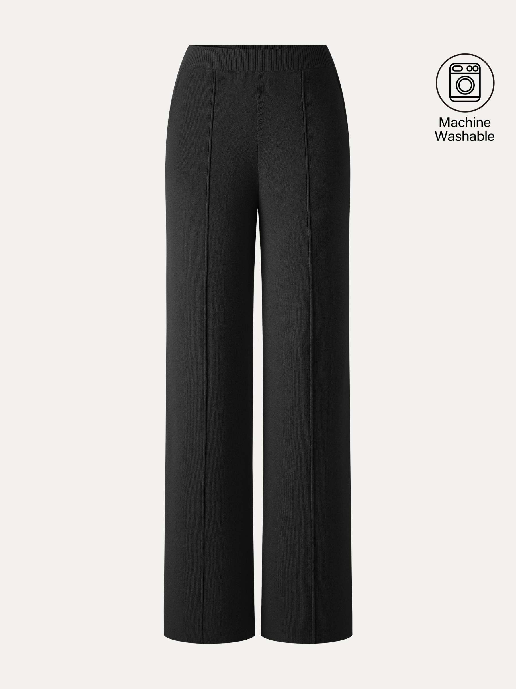 Merino Blend High-Rise Pintuck Wide-Leg Pants with Pockets