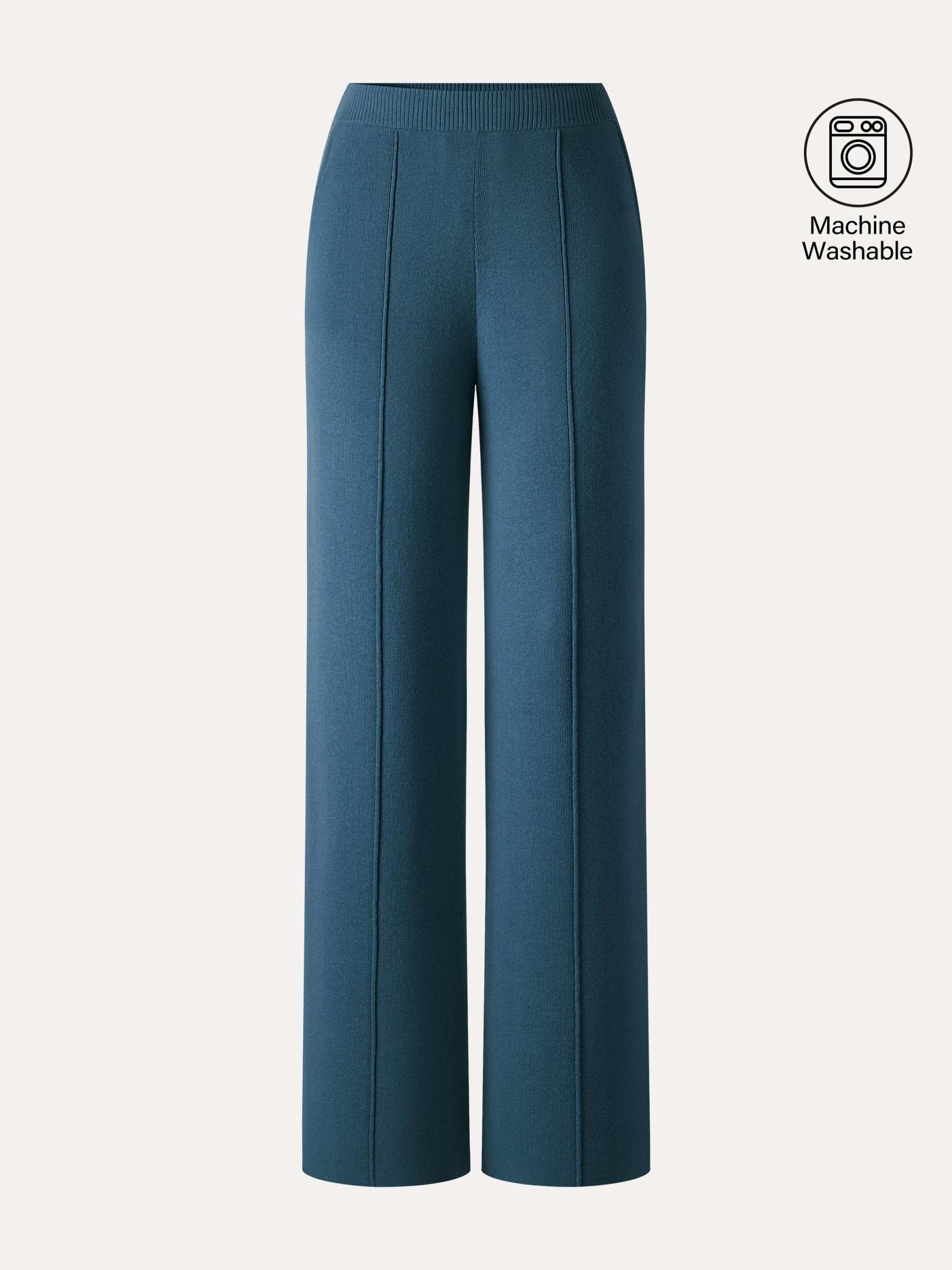 Merino Blend High-Rise Pintuck Wide-Leg Pants with Pockets