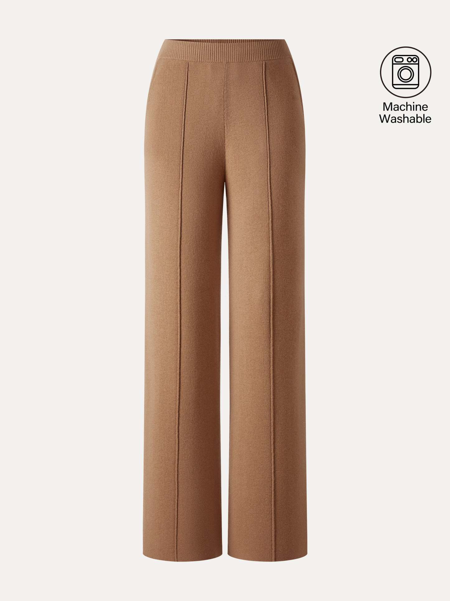 Merino Blend High-Rise Pintuck Wide-Leg Pants with Pockets