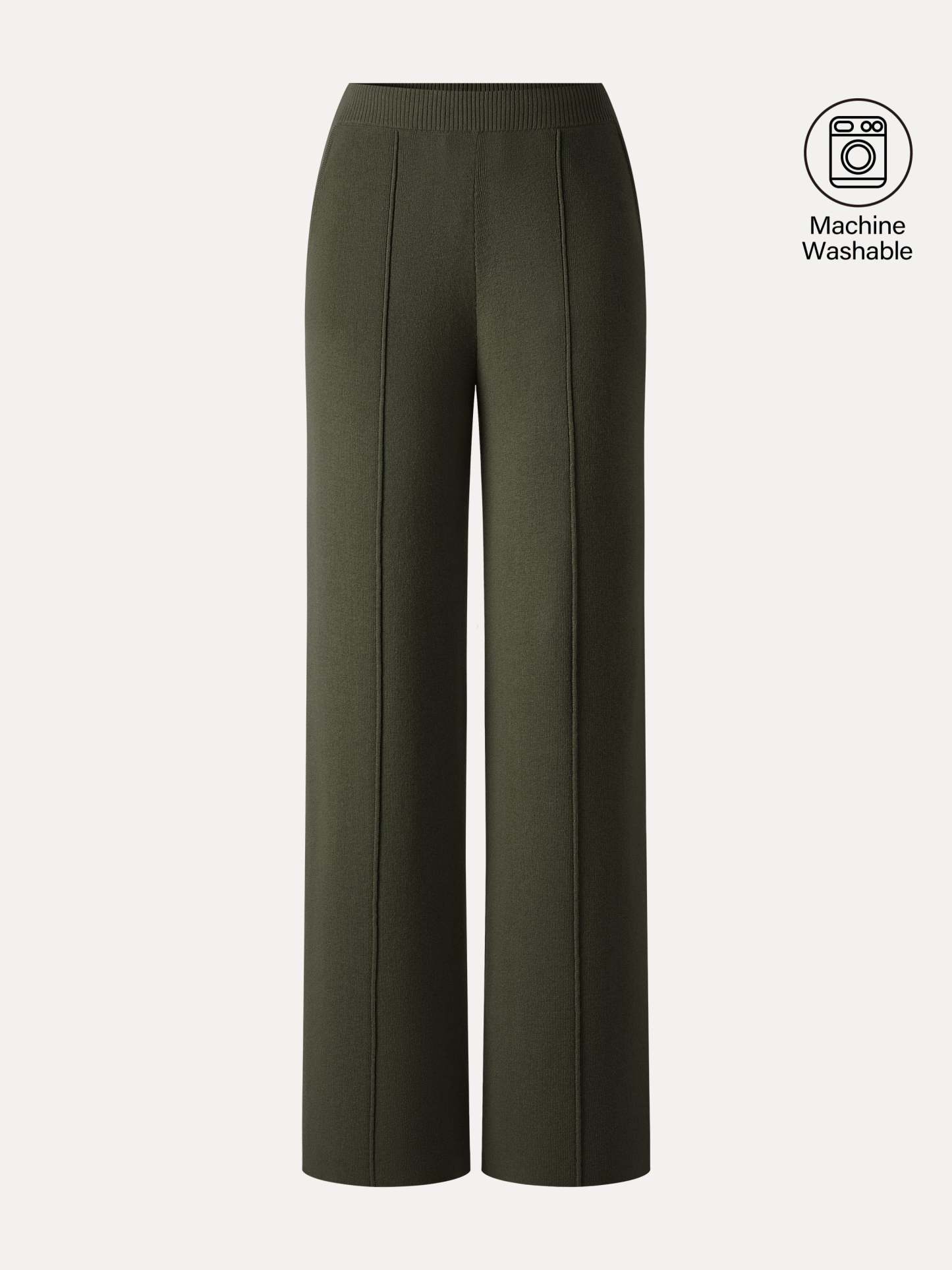 Merino Blend High-Rise Pintuck Wide-Leg Pants with Pockets
