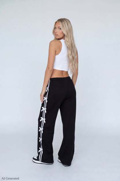 Fleece 3D Bow Wide Leg Sweatpant