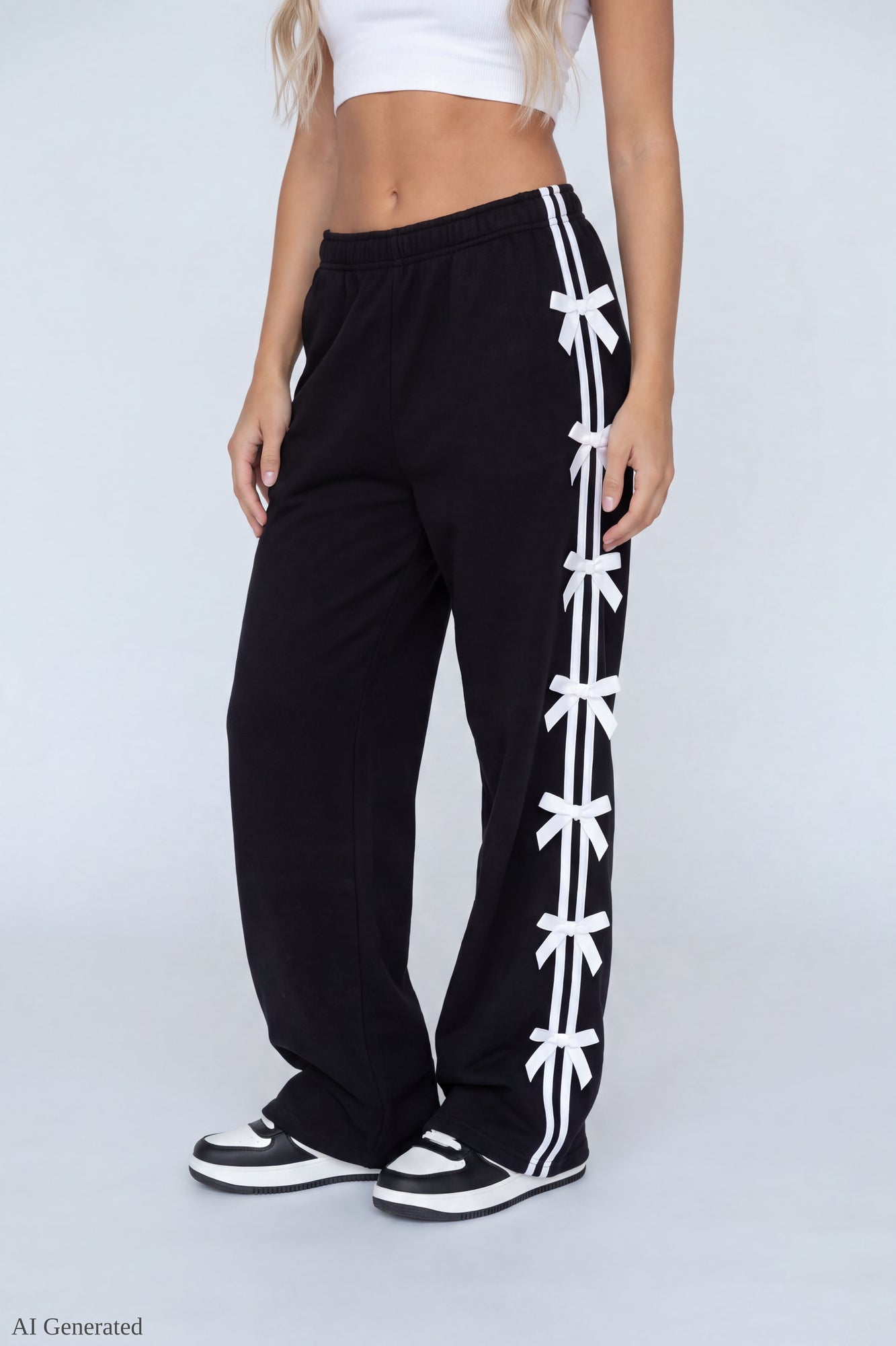 Fleece 3D Bow Wide Leg Sweatpant