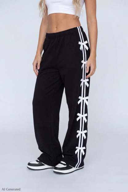 Fleece 3D Bow Wide Leg Sweatpant
