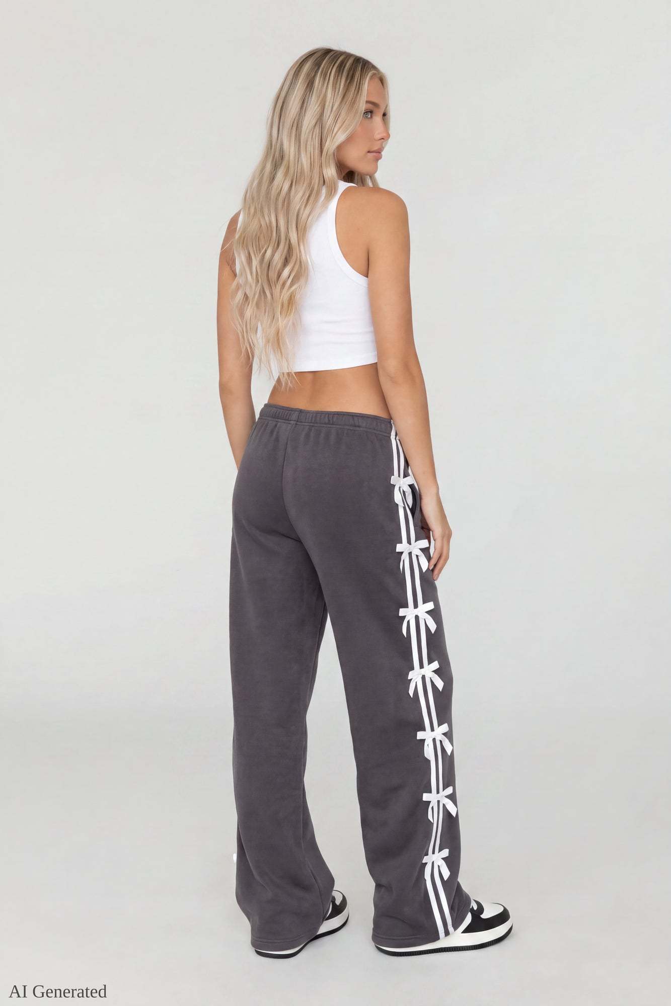 Fleece 3D Bow Wide Leg Sweatpant