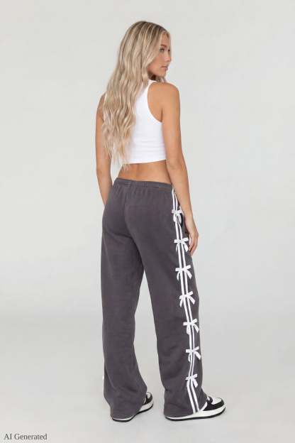 Fleece 3D Bow Wide Leg Sweatpant