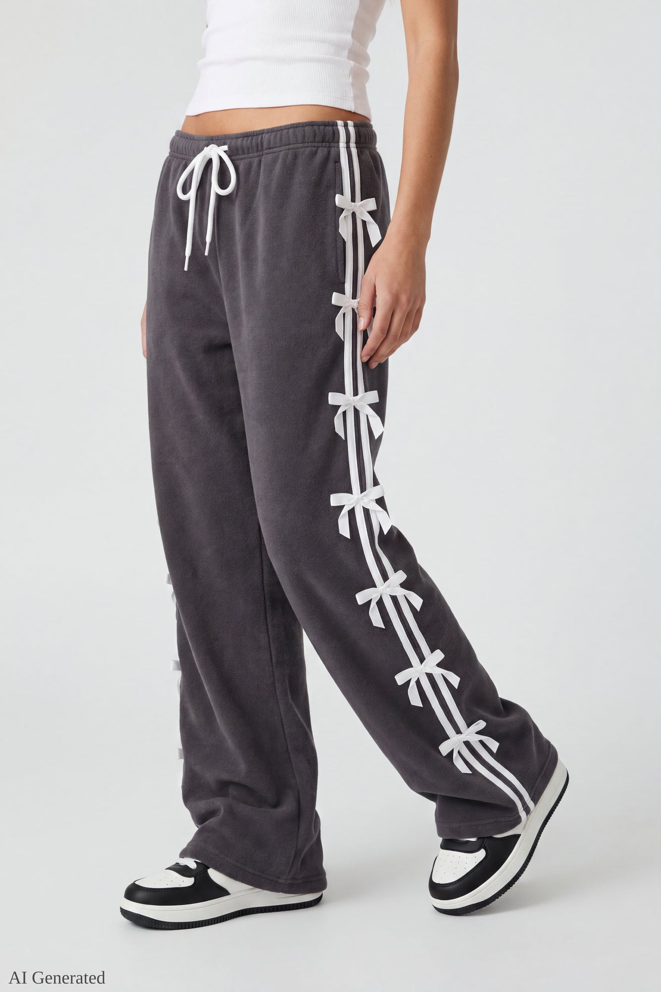 Fleece 3D Bow Wide Leg Sweatpant