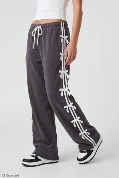 Fleece 3D Bow Wide Leg Sweatpant