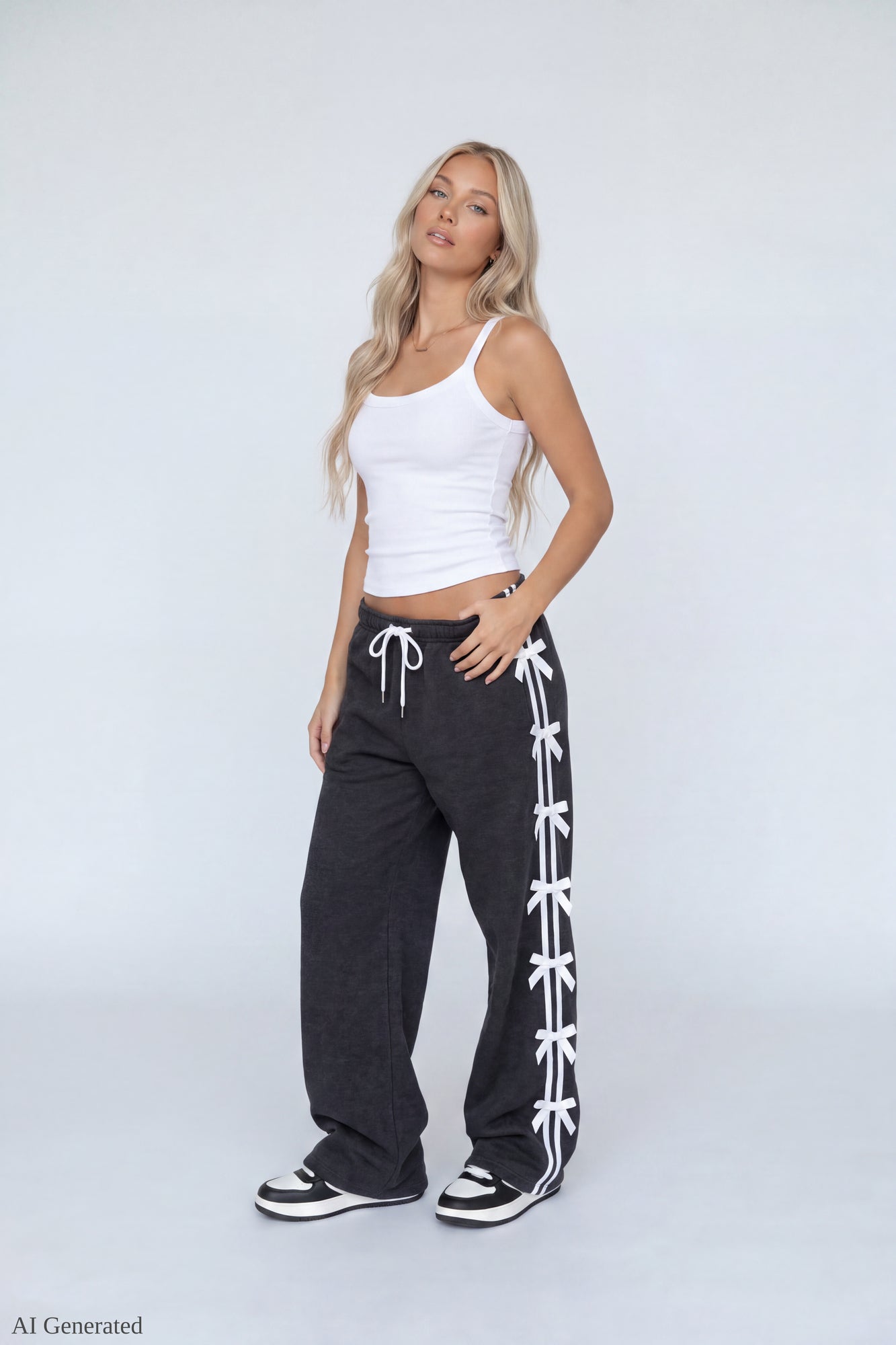 Fleece 3D Bow Wide Leg Sweatpant