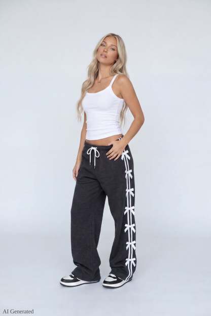 Fleece 3D Bow Wide Leg Sweatpant