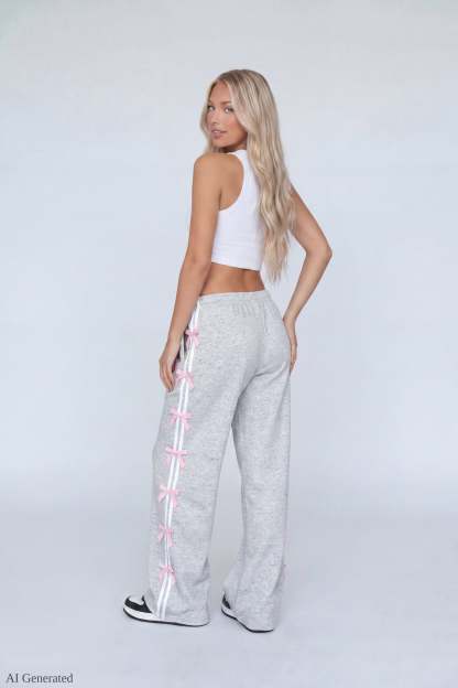 Fleece 3D Bow Wide Leg Sweatpant