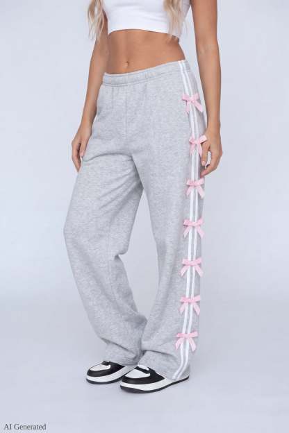 Fleece 3D Bow Wide Leg Sweatpant