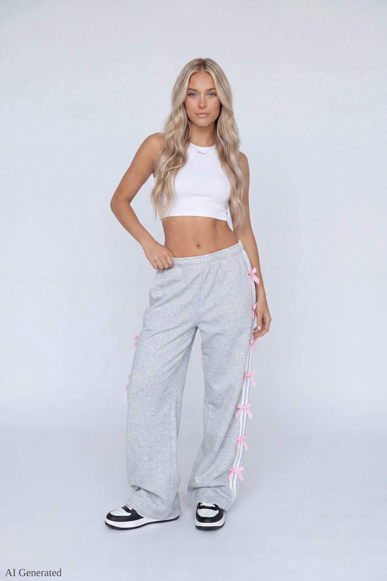 Fleece 3D Bow Wide Leg Sweatpant