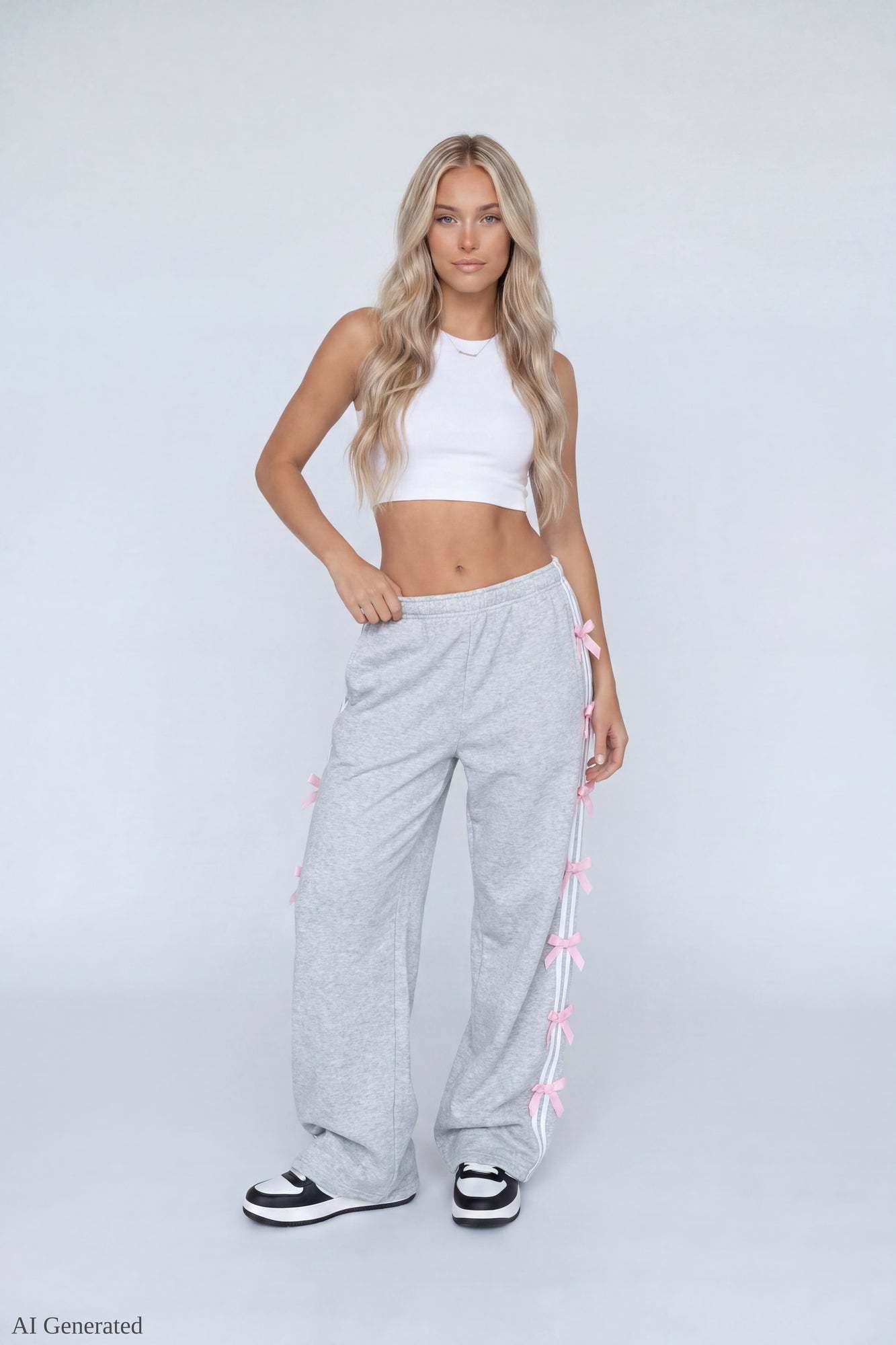 Fleece 3D Bow Wide Leg Sweatpant