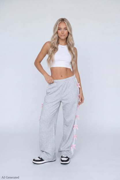 Fleece 3D Bow Wide Leg Sweatpant