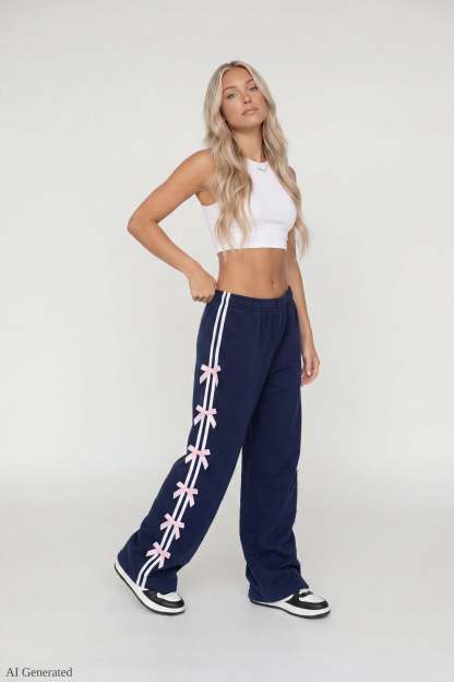 Fleece 3D Bow Wide Leg Sweatpant