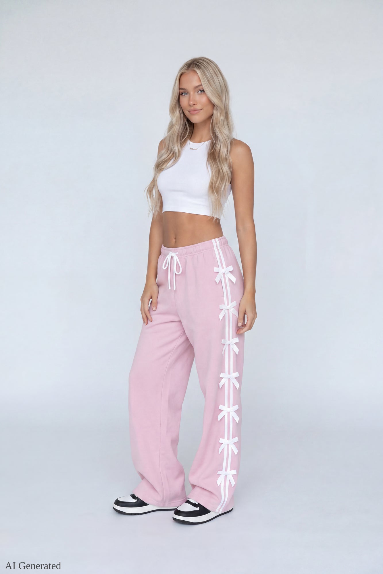 Fleece 3D Bow Wide Leg Sweatpant