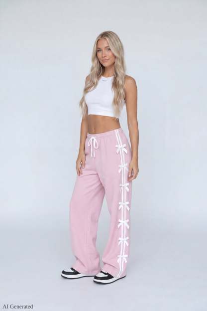 Fleece 3D Bow Wide Leg Sweatpant