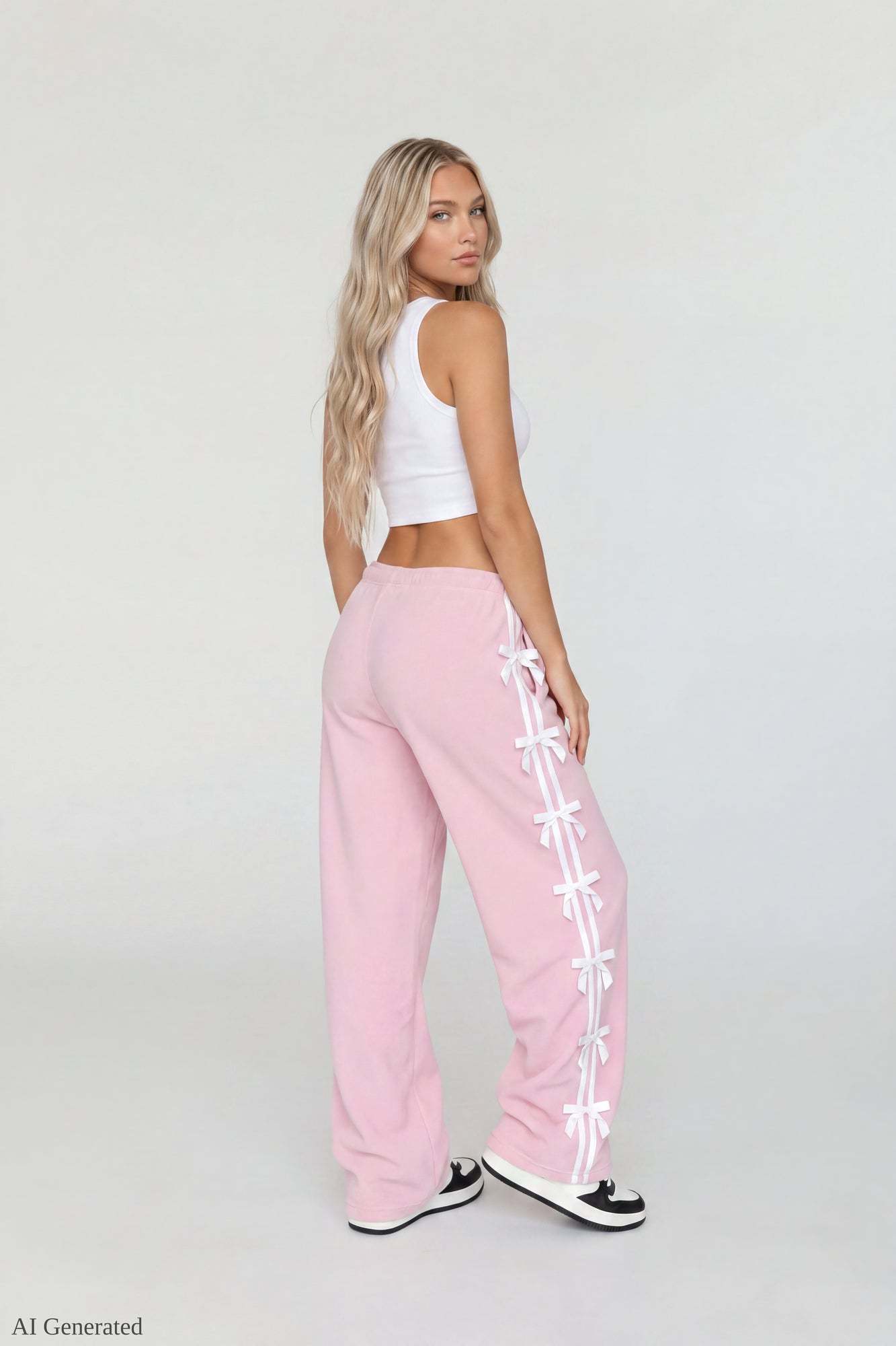 Fleece 3D Bow Wide Leg Sweatpant