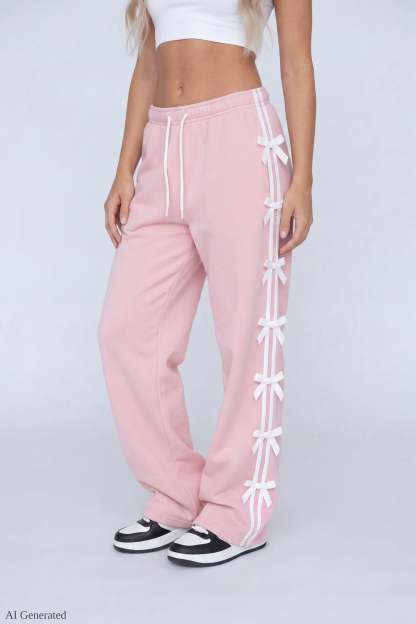 Fleece 3D Bow Wide Leg Sweatpant