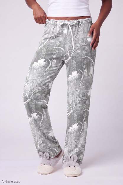 Lace Trim Printed Pajama Pant