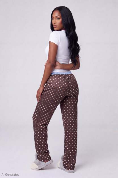 Lace Trim Printed Pajama Pant