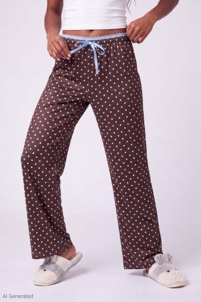 Lace Trim Printed Pajama Pant