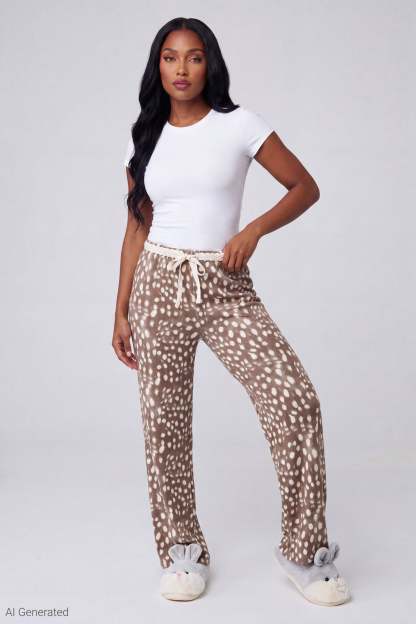 Lace Trim Printed Pajama Pant