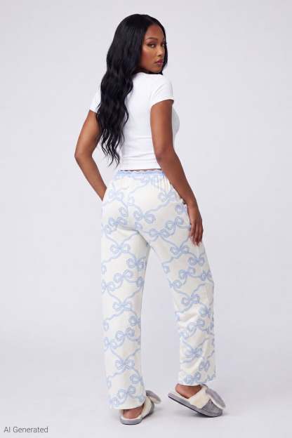 Lace Trim Printed Pajama Pant