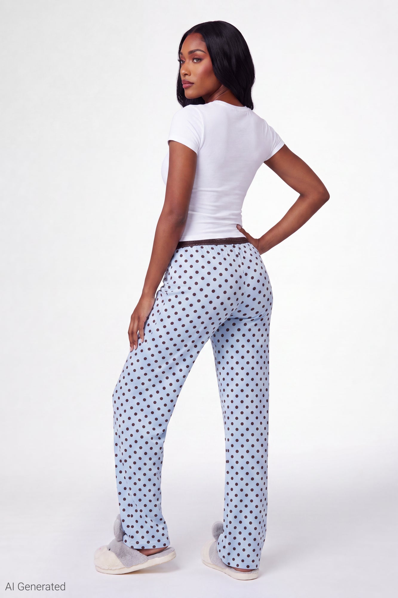 Lace Trim Printed Pajama Pant