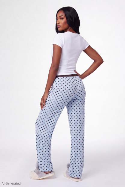 Lace Trim Printed Pajama Pant