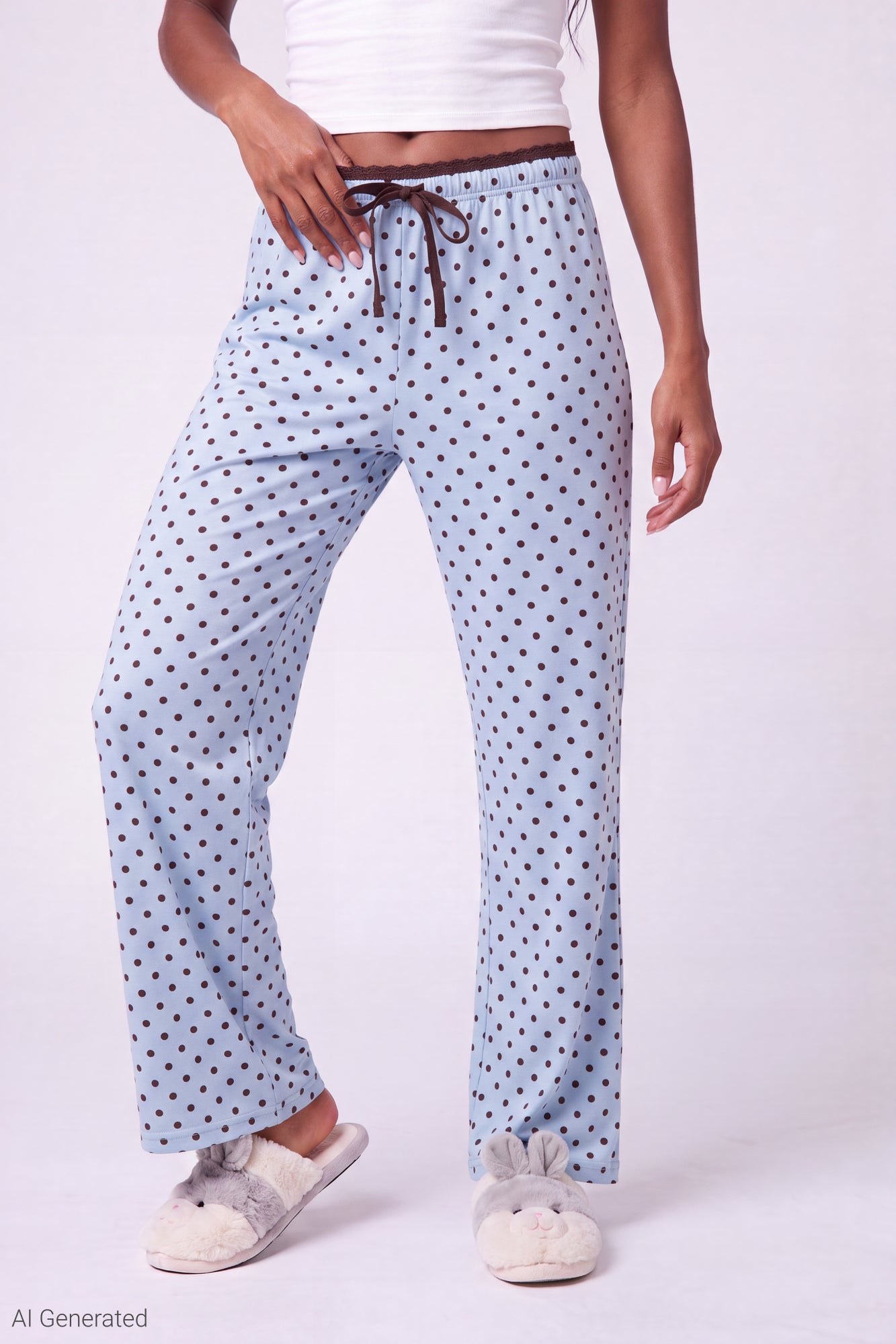 Lace Trim Printed Pajama Pant