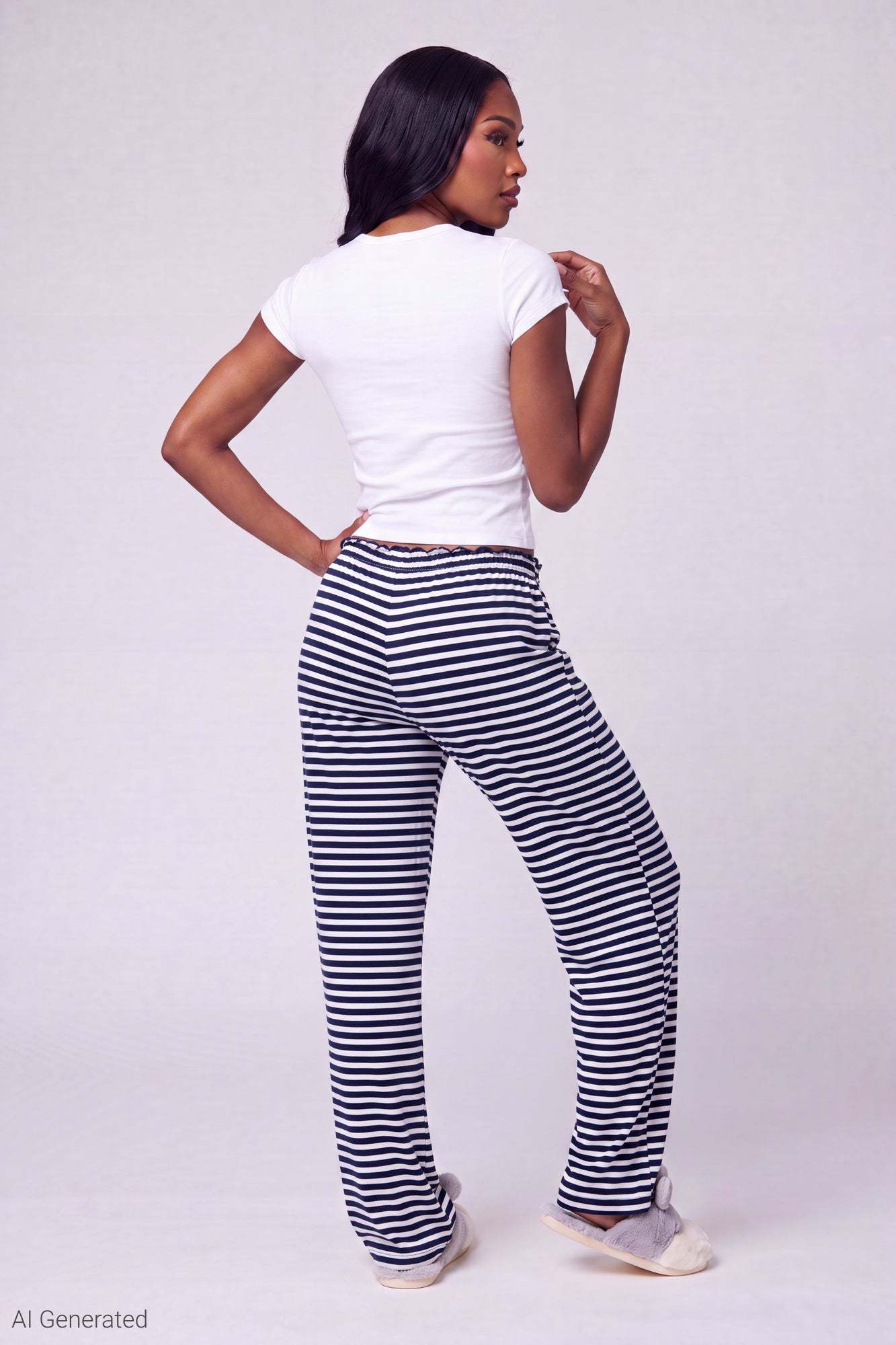 Lace Trim Printed Pajama Pant