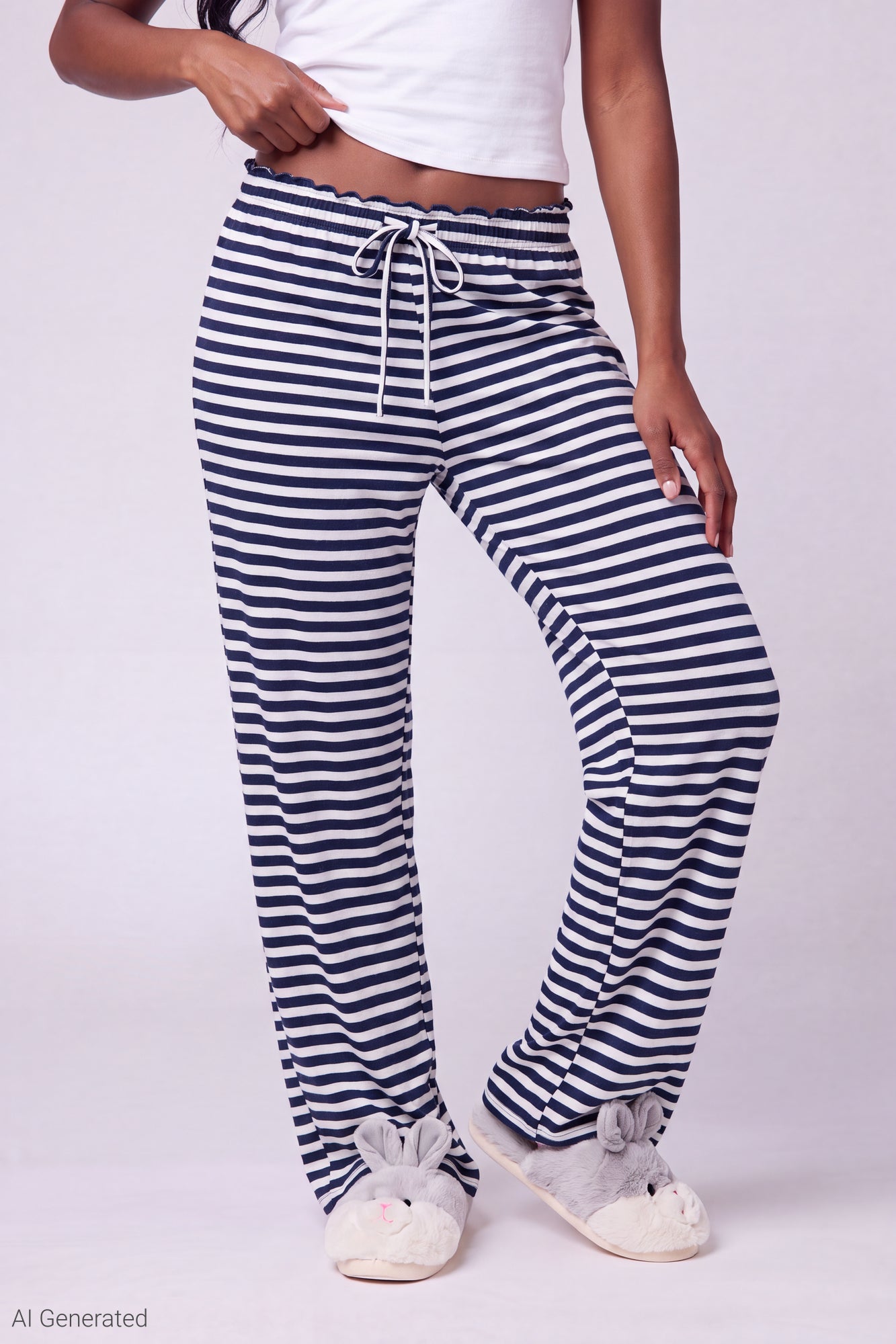 Lace Trim Printed Pajama Pant