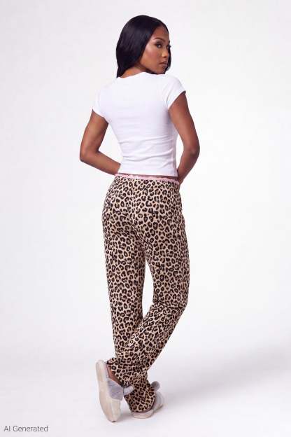 Lace Trim Printed Pajama Pant